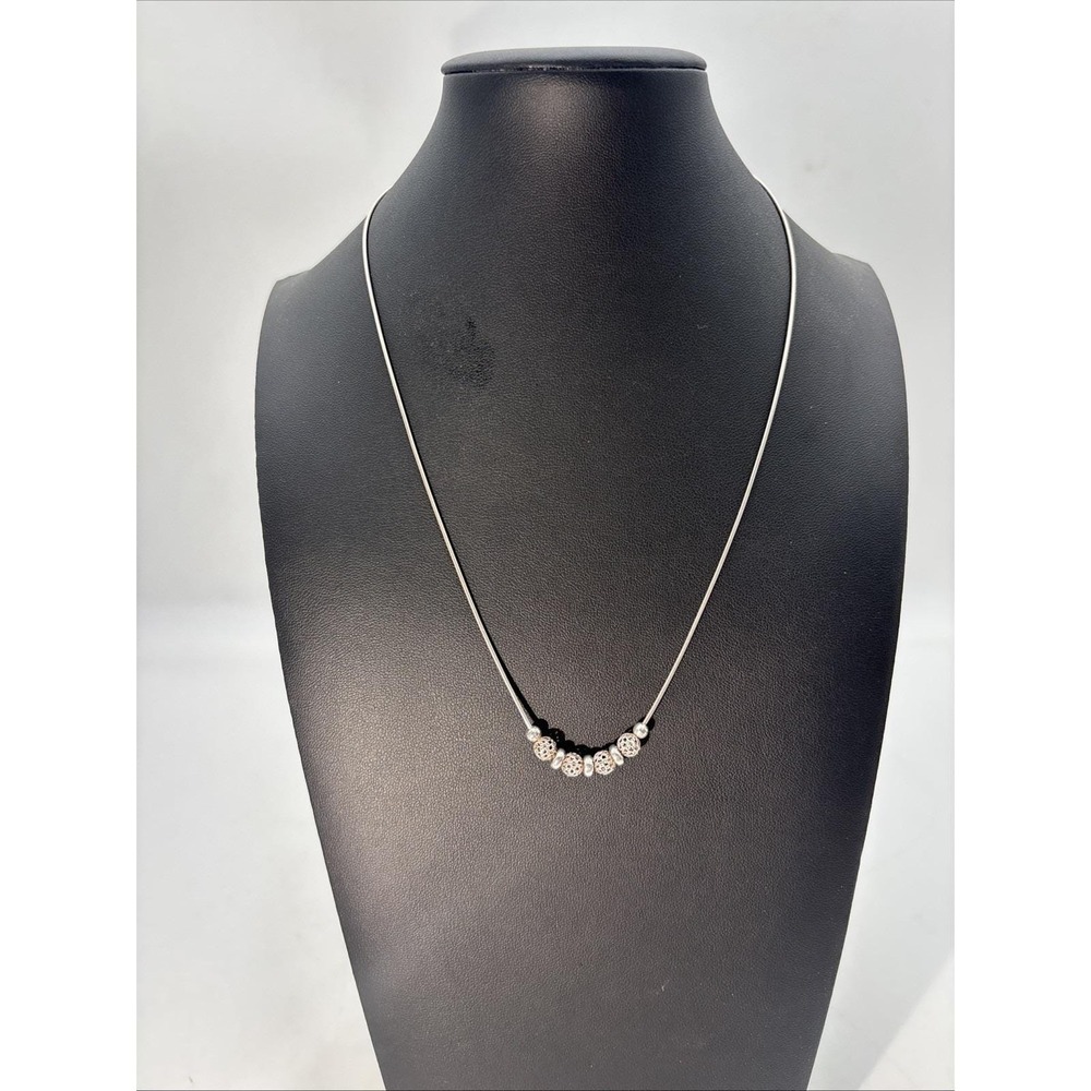 Vintage Sterling Silver 925 Italy Dainty Sliding Beads 20" Necklace